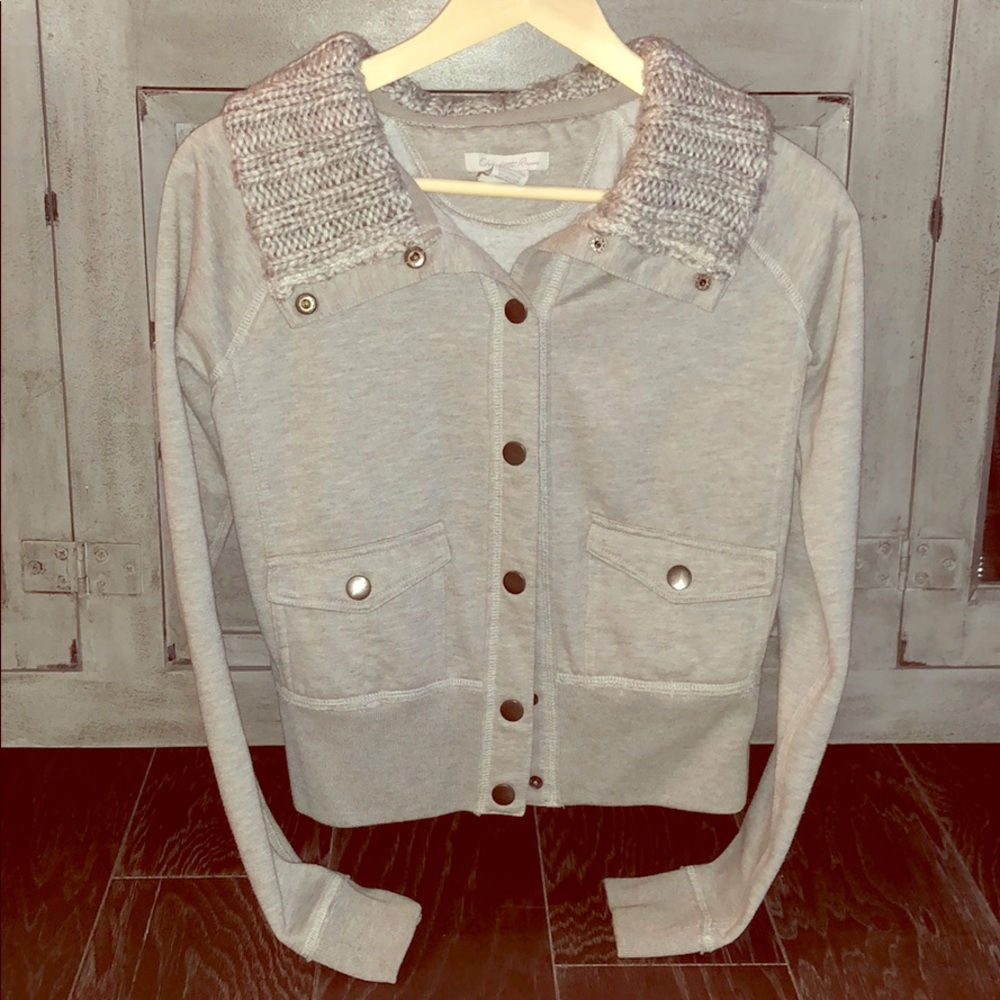 Charlotte Russe Gray Lightweight Button Bomber Coat - Picture 2 of 5